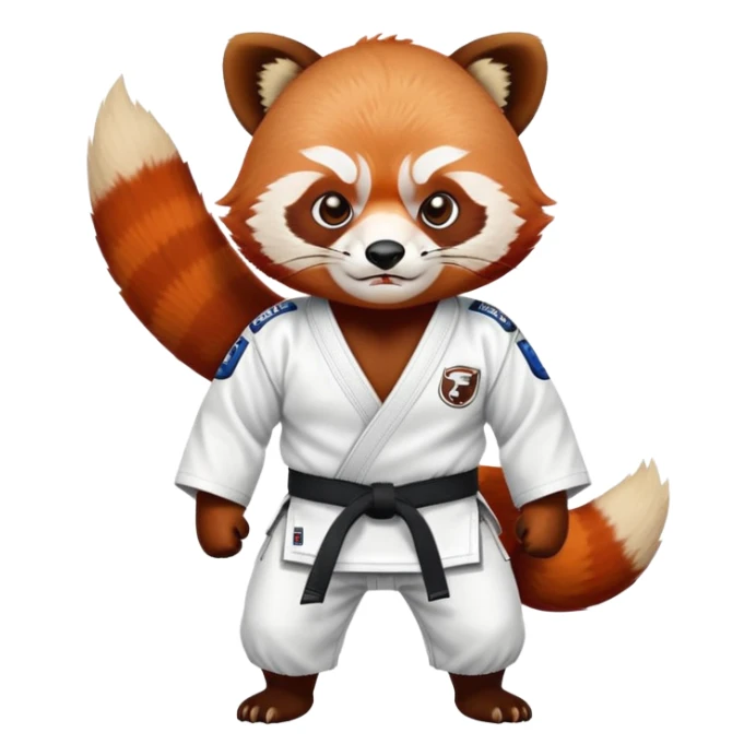 Angry Red panda wearing a jiu jitsu gi white belt sticker