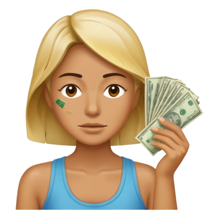 Emoji sweating and fanned with miney sticker