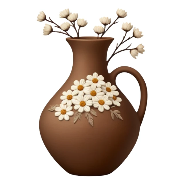Brown vase with white dried flowers sticker