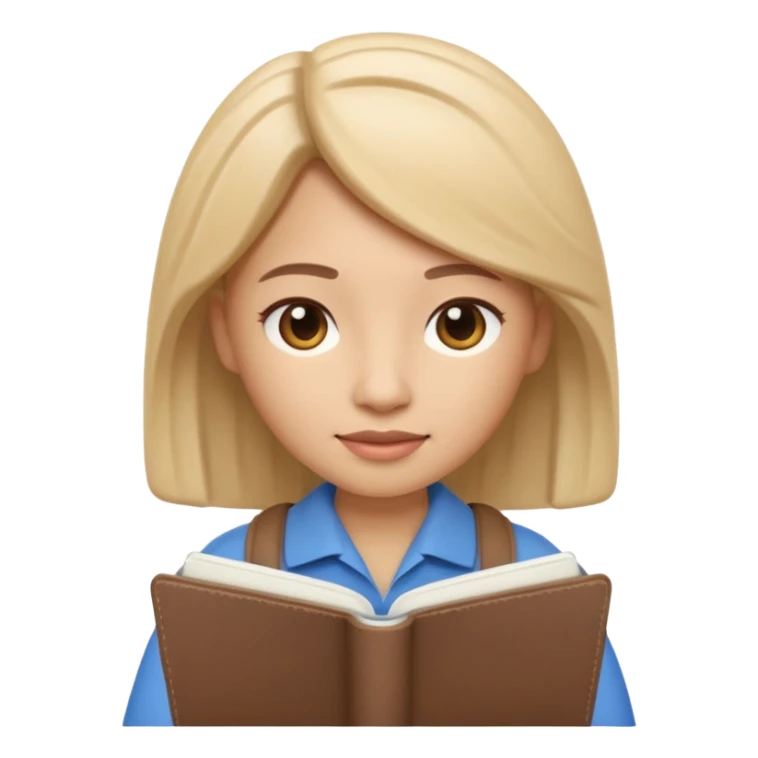 Apple Memoji-style 3D emoji of a calm counselor character with a notebook, soft shading, rounded shapes, warm colors, no background.
 sticker