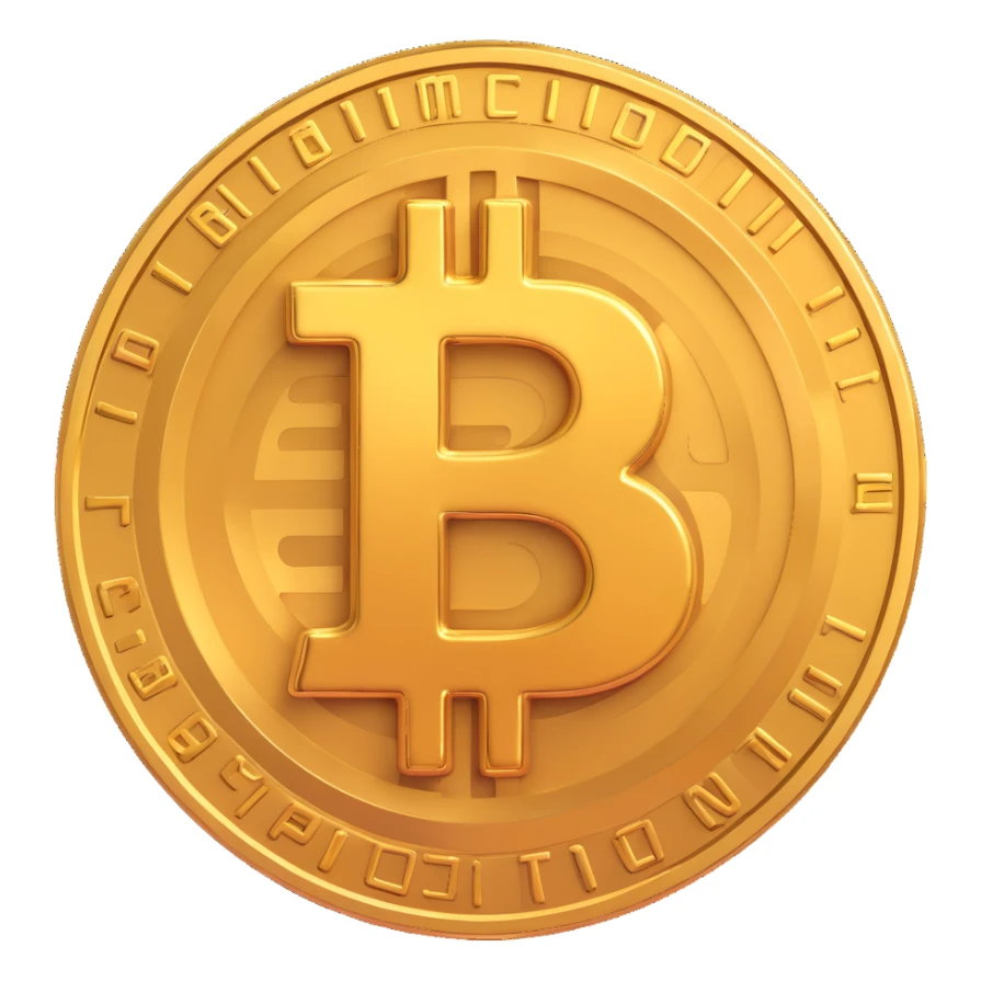 bitcoin symbol, 3D style, shiny gold, realistic texture sticker