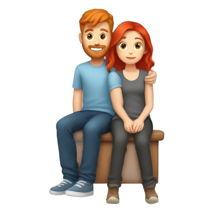 Red hair girl sitting on boyfriend’s lap sticker