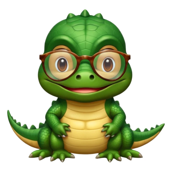 Cocodrilo bebé ,cafe,mirando hacia enfrente y con lentes de sol sticker