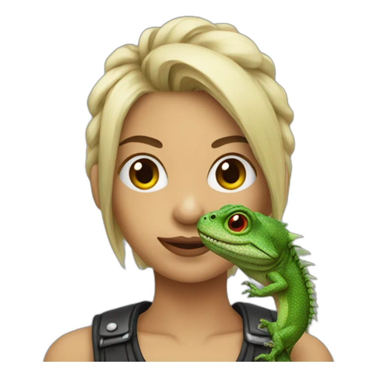 punk woman holding lizard sticker
