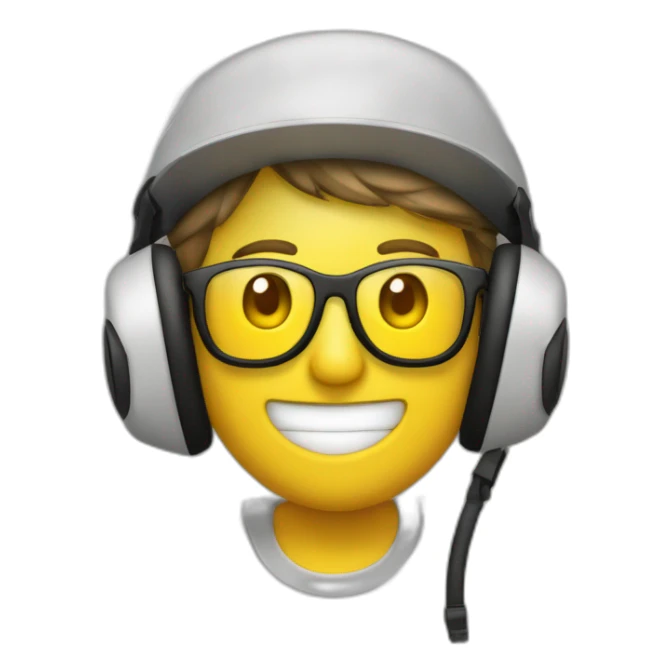 personne casque anti bruit avec lunette et casquette sticker