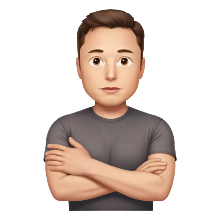 Elon Musk holding his arm out with his eyes crossed ￼ sticker