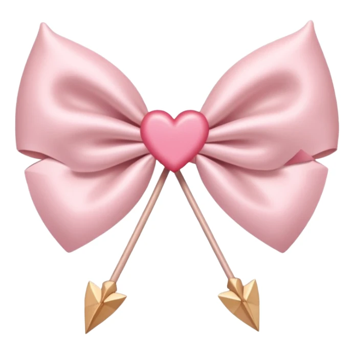 A dainty, elegant bow in soft pink with a heart-shaped arrowhead, mid-shot as if aiming straight for the heart. sticker