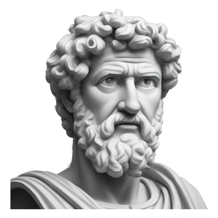 "A dark landscape image of an ancient greek society deeply connected to stoicism, black and white, ancient greek architecture, include one single big statue of a stereotypical strong greek man, marcus aurelius --ar 16:9 --style G4JuqKlERum6vZGYhO9USsL"
 sticker