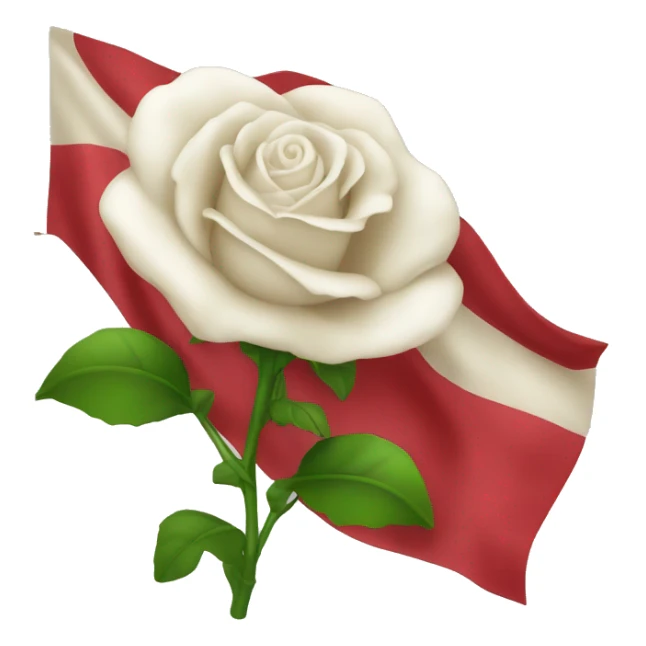 emoji white flag with red rose on the center sticker