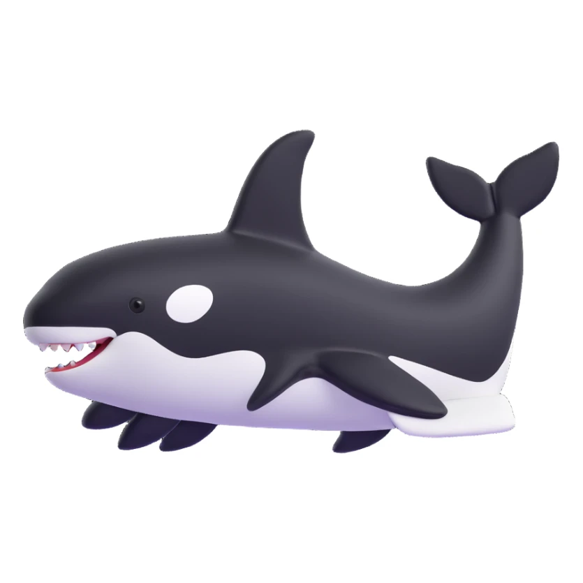Make the orca's Nike sneakers clearly black and white, keep the rest unchanged, 3D emoji style, with no background. sticker