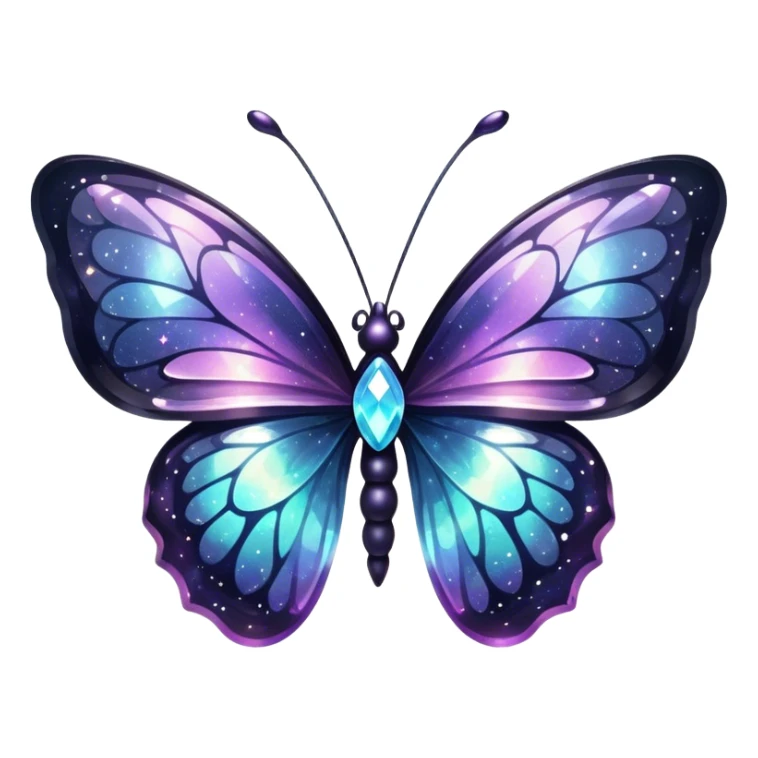 Dark Nebula Sparkly glossy glittery Pastel iridescent transparent bio-luminescent glass crystal butterfly sticker