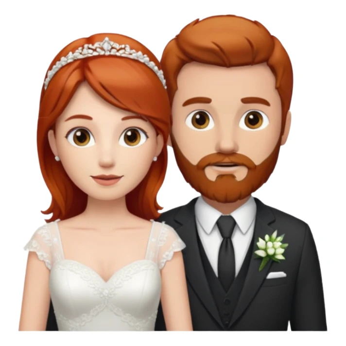 Red hair bride and brown hair groom with beard sticker