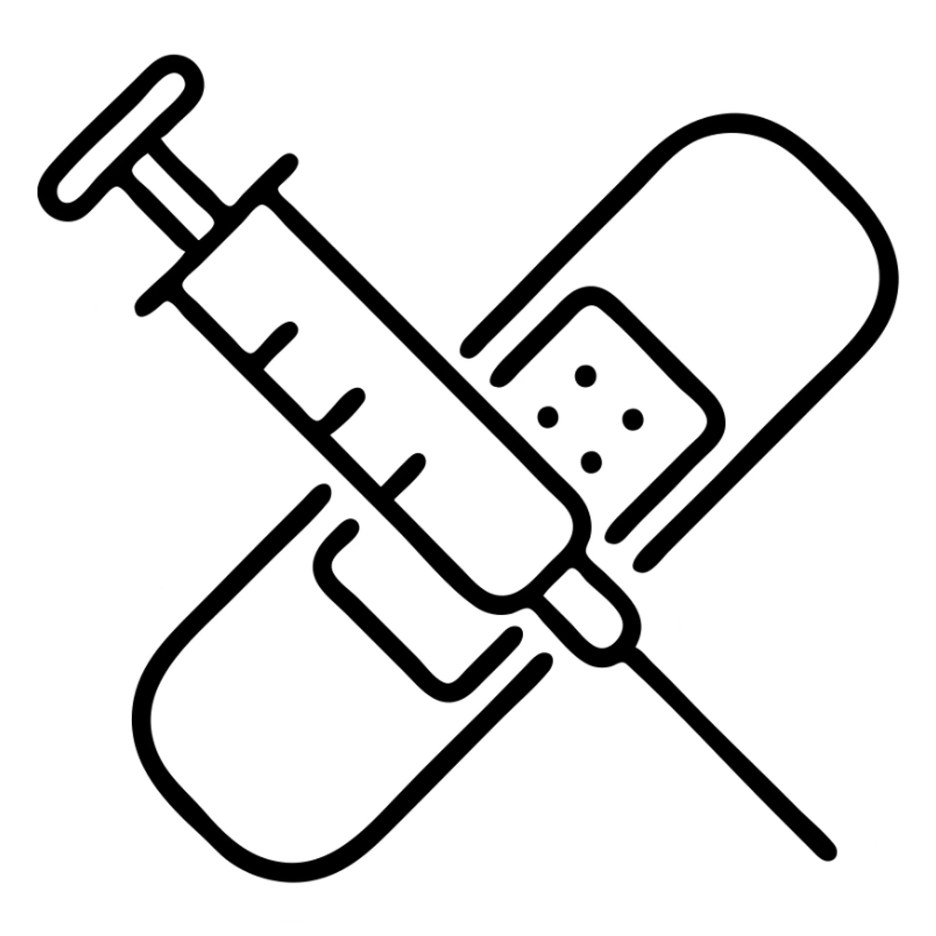 A vaccination icon with a syringe and a bandaid, representing immunization and healthcare sticker