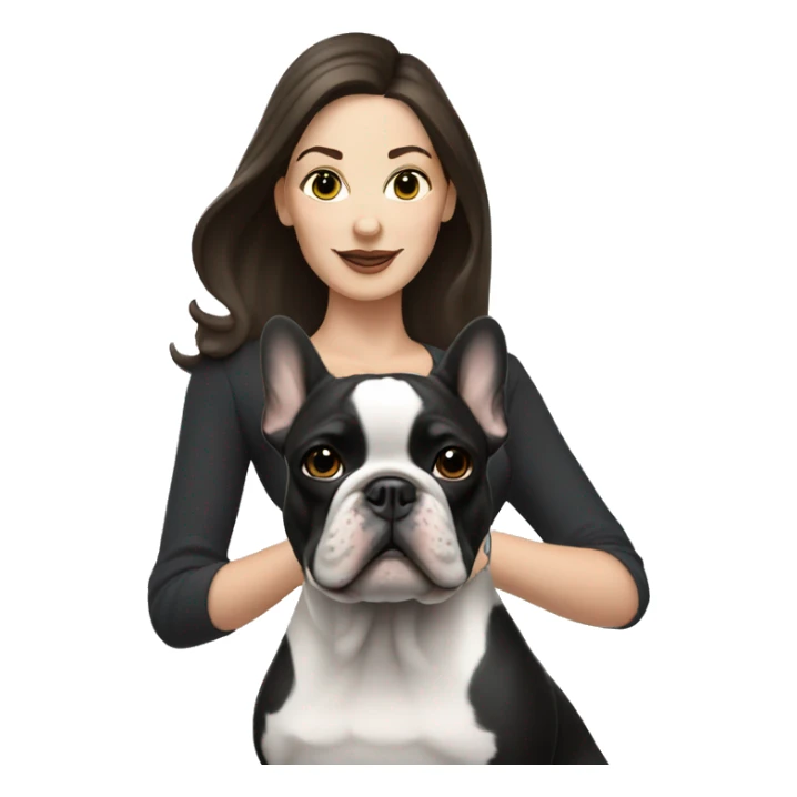 brunette white lady with black french bulldog sticker