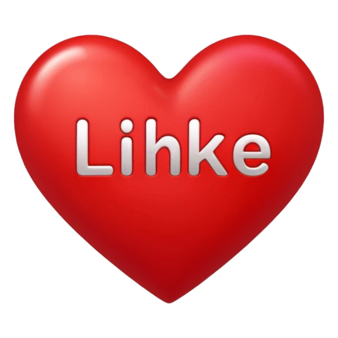 the inscription "like" with a red heart  sticker