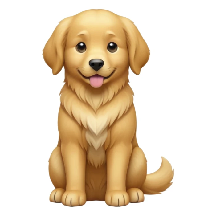 cinematic-[golden retreiver]-realistic-full-body-sitting-emoji,-tail-resting-loosely-beside-its-paws,-head-tilted-dramatically,-sleek-[golden]-fur,-simplified-yet-realistic-focused-features,-highly-detailed,-glowing-with-an-almost-sarcastic-glow sticker