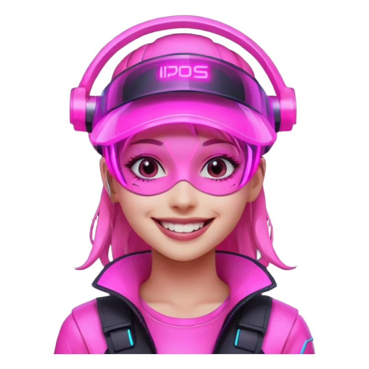 girl neon cyberpunk pink happy sticker