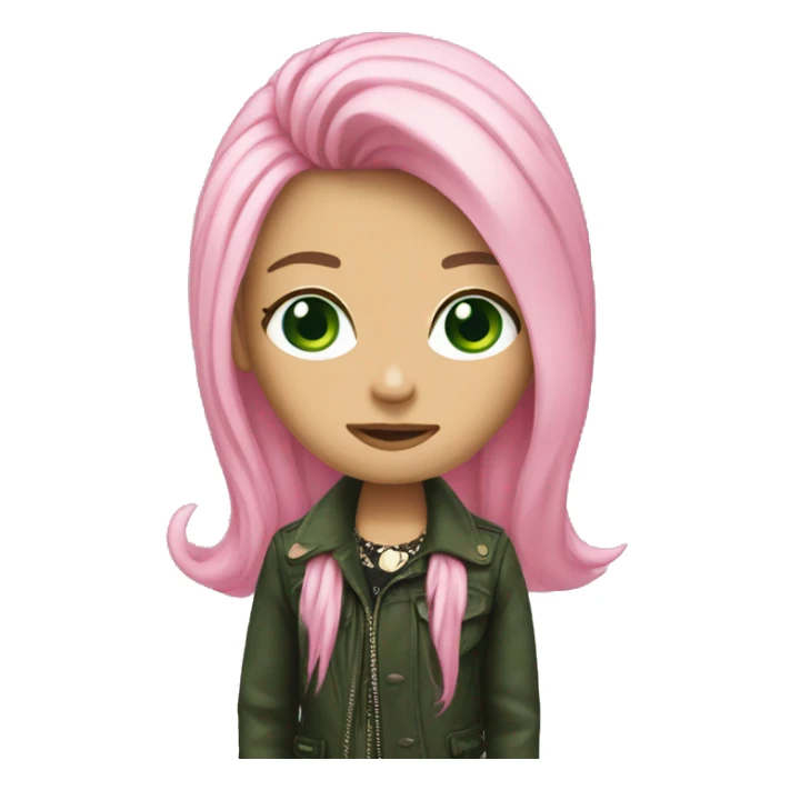pink-punk-brunet-long-hair-green eyes sticker