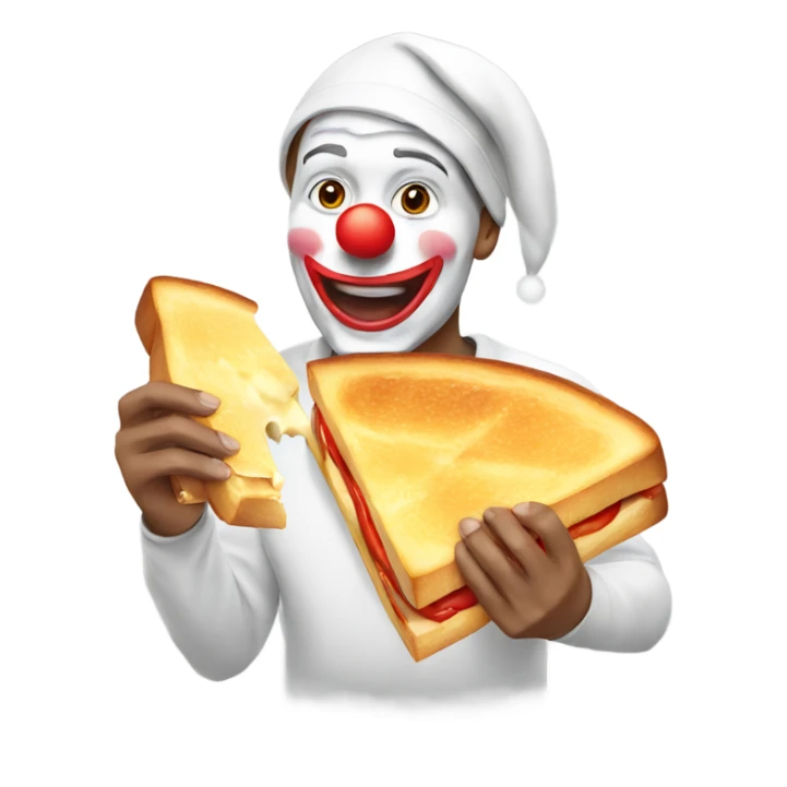 Clown eating a grilled cheese sandwich  sticker