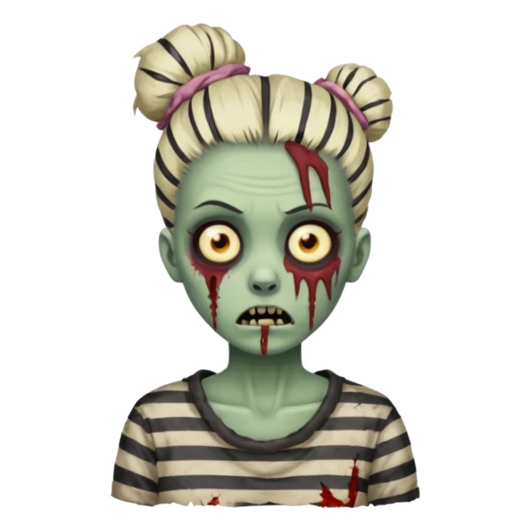 zombie in stripe bun hair sticker