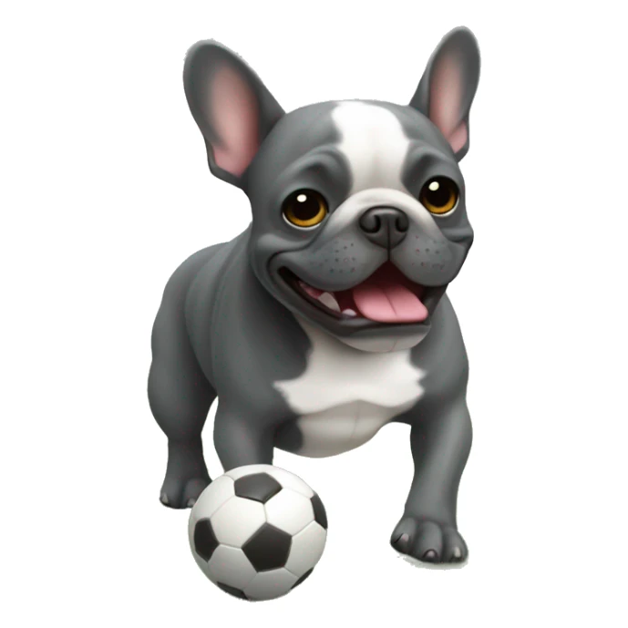 dark gray french bulldog playing soccer sticker