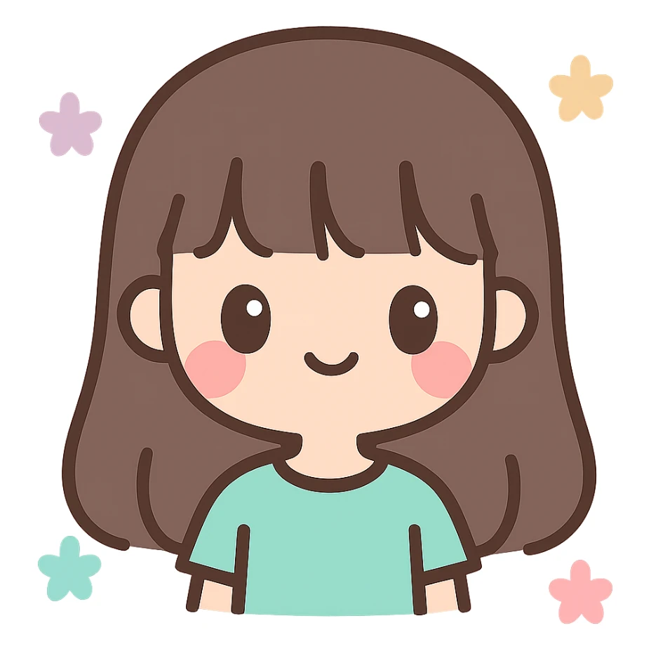 chica morena linda con cabello largo y fleco, kawaii style sticker