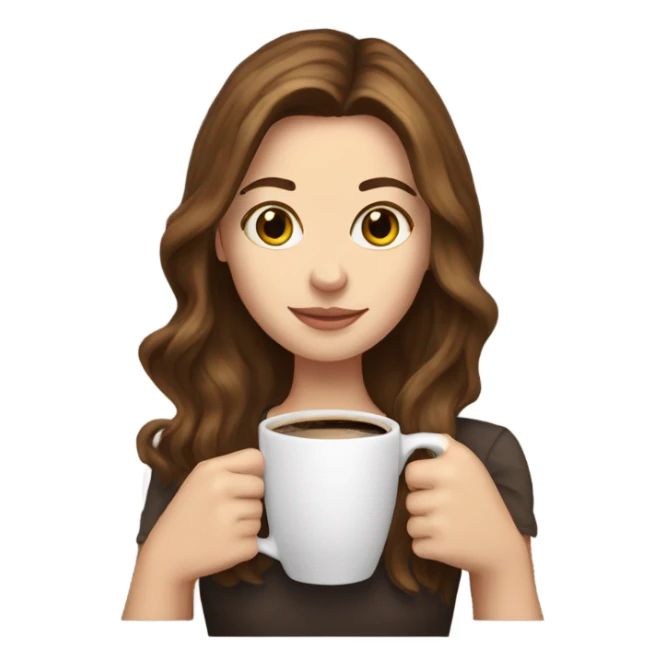 white girl with brown hair with coffee sticker