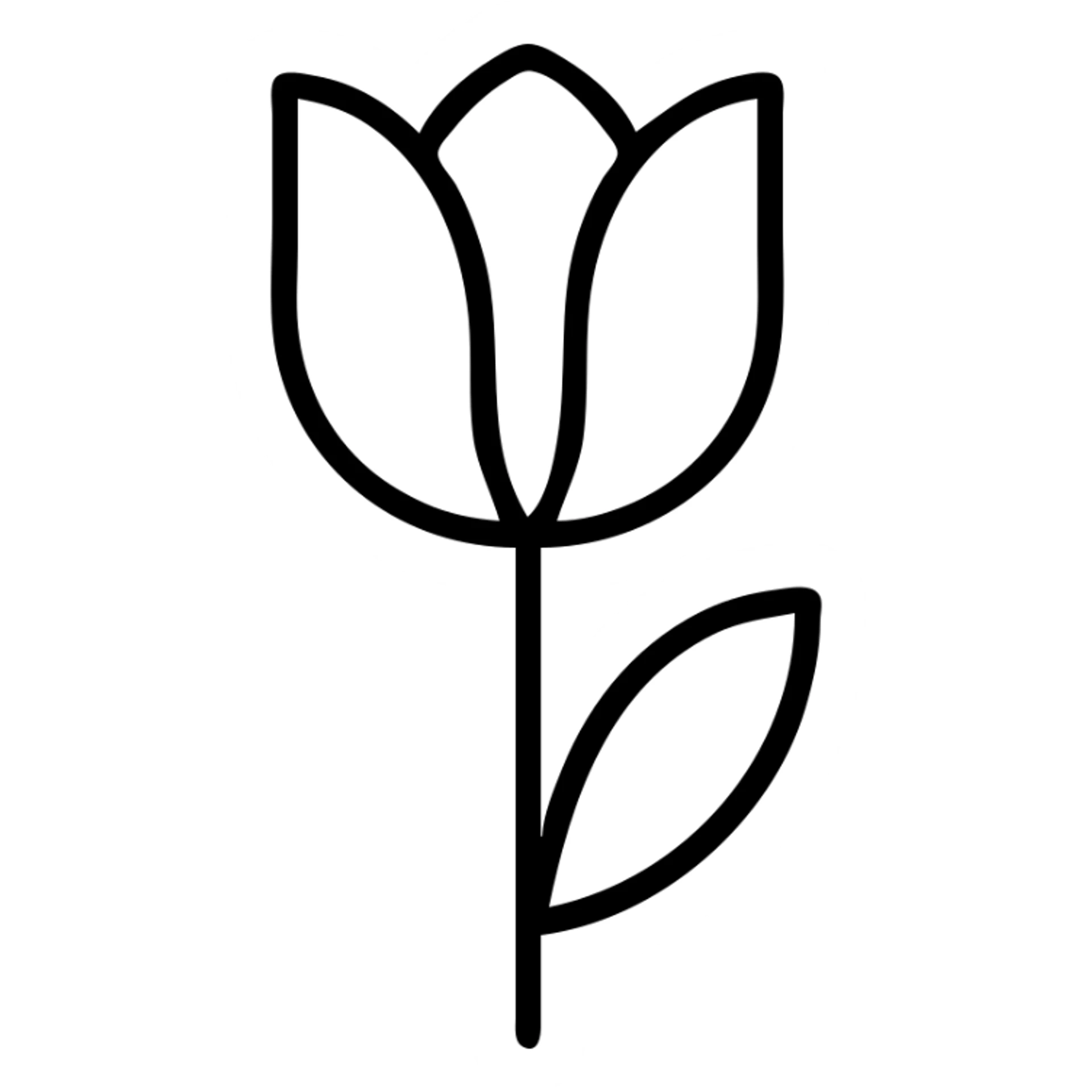 tulipán solo líneas negras sin relleno sticker