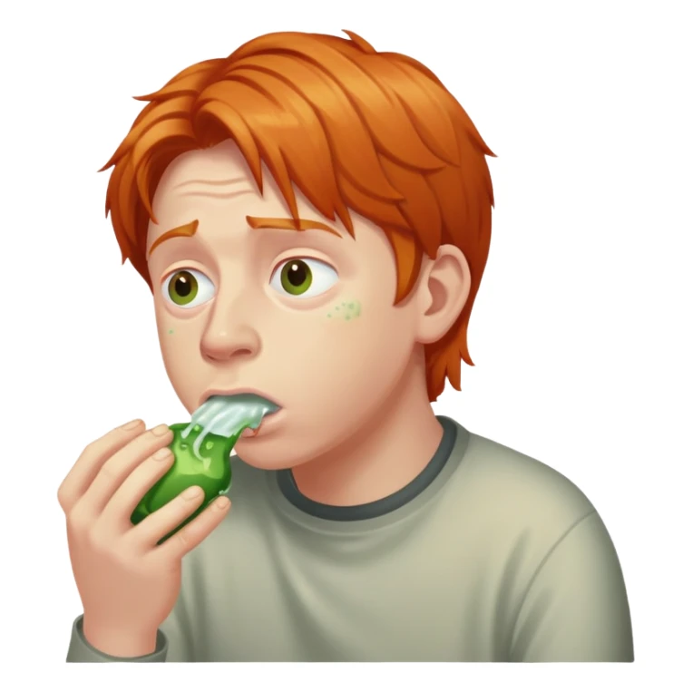 Ron Weasley with ginger hair vomiting slugs sticker