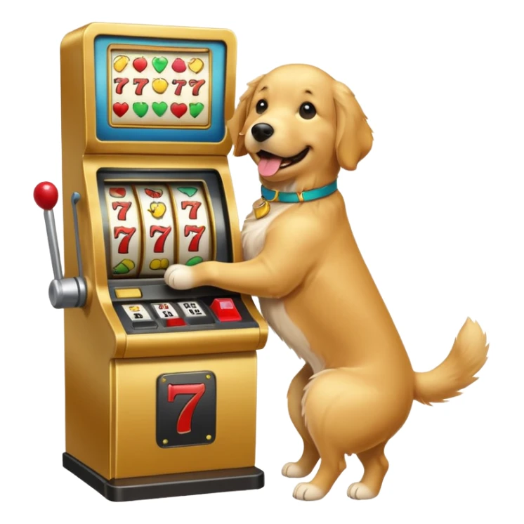Golden retriever playing a slot machine sticker