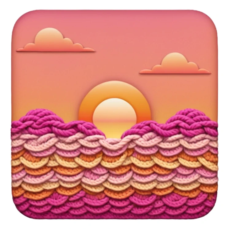 crochet stitch color like a peach-pinky sunset sticker