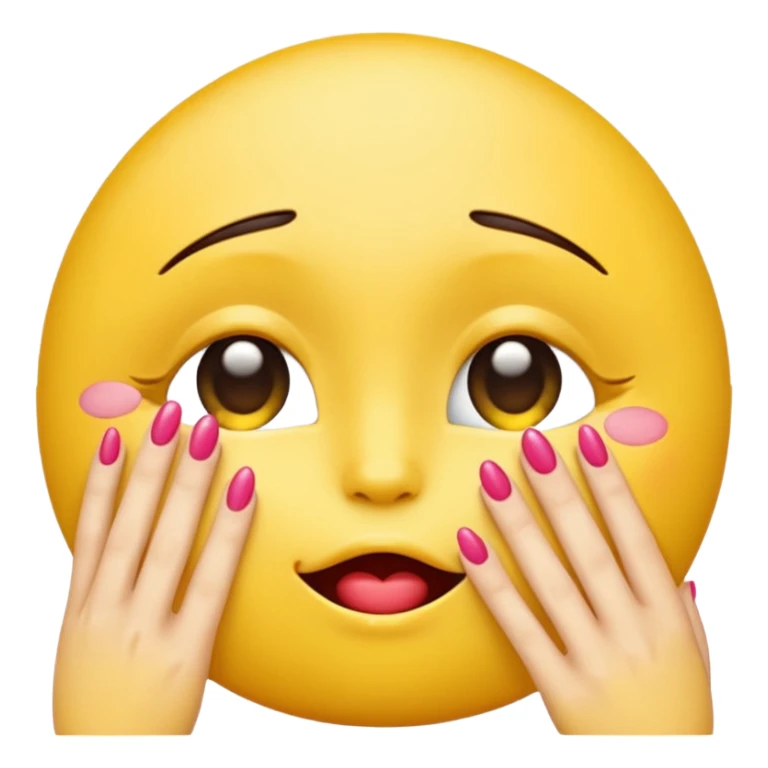 Kissy face closed satisfied eyes and long nails on a regular yellow emoji sticker