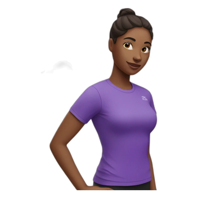 Girl Runner in purple T-shirt and swan logo sticker