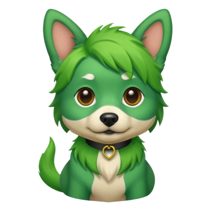 green haired dog with green skin sticker