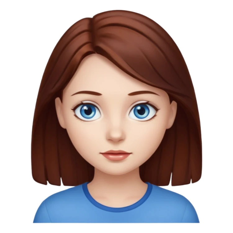 pretty girl with dark reddish brown hair and blue eyes  sticker