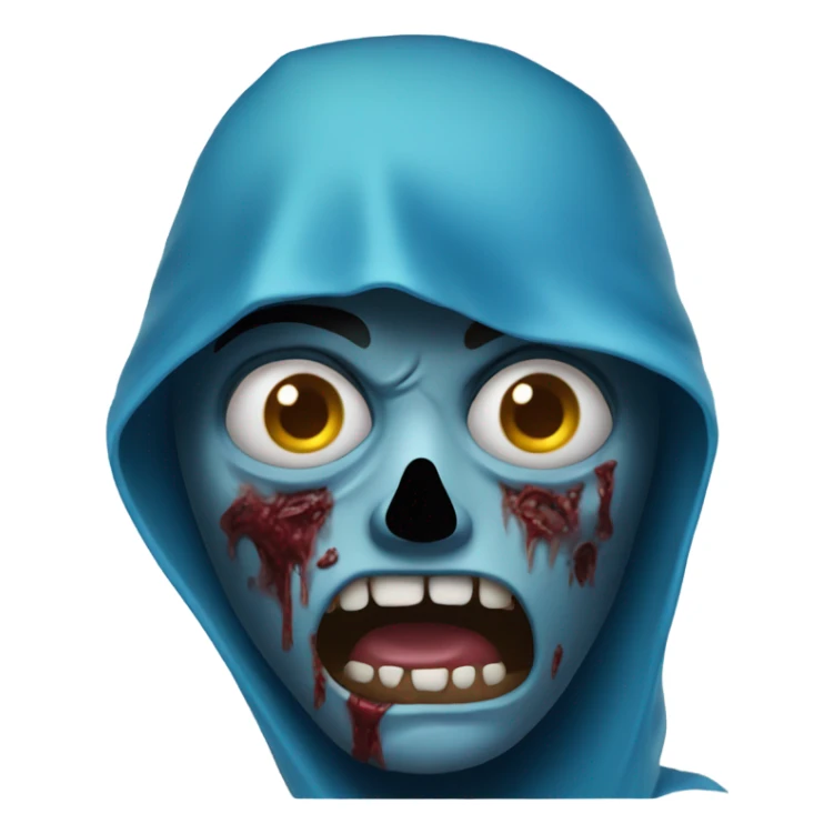 Zombie wearing blue hood over head sticker
