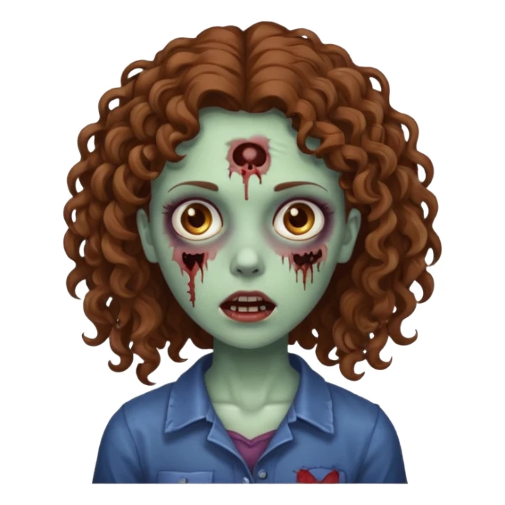 Zombie girl with Brown curly hair sticker