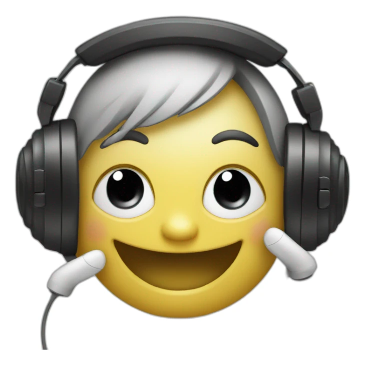 Emoji with headphones enjoys music sticker