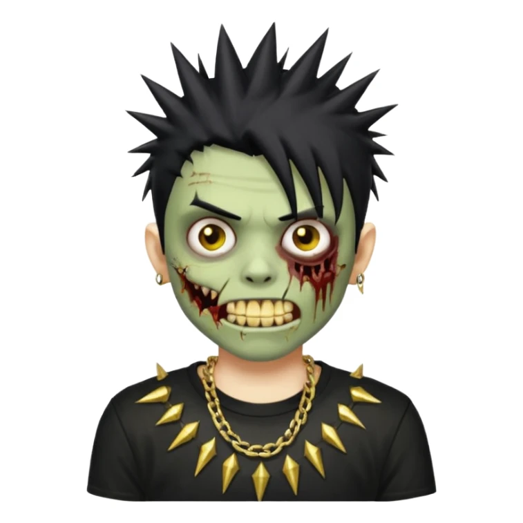 zombie emo boy with spiky hair and good grillz with a black shirt sticker