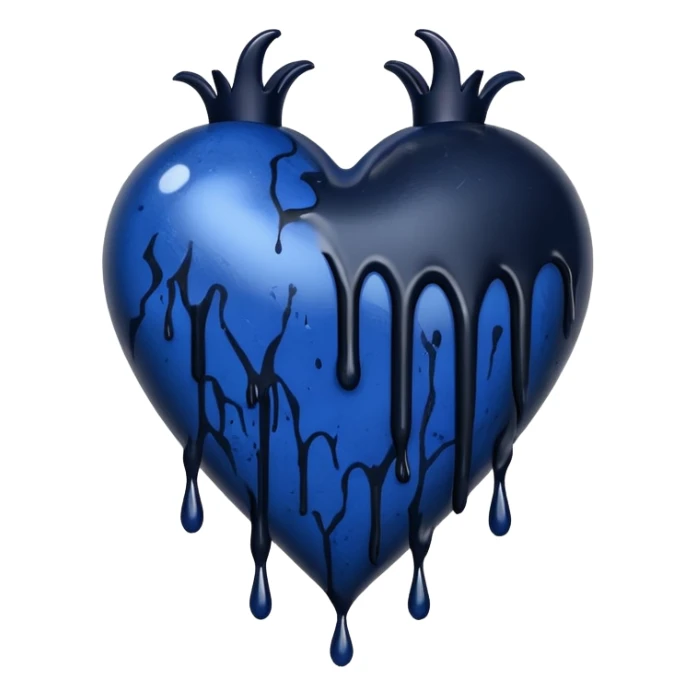 gothic style heart, midnight blue with dripping black paint sticker