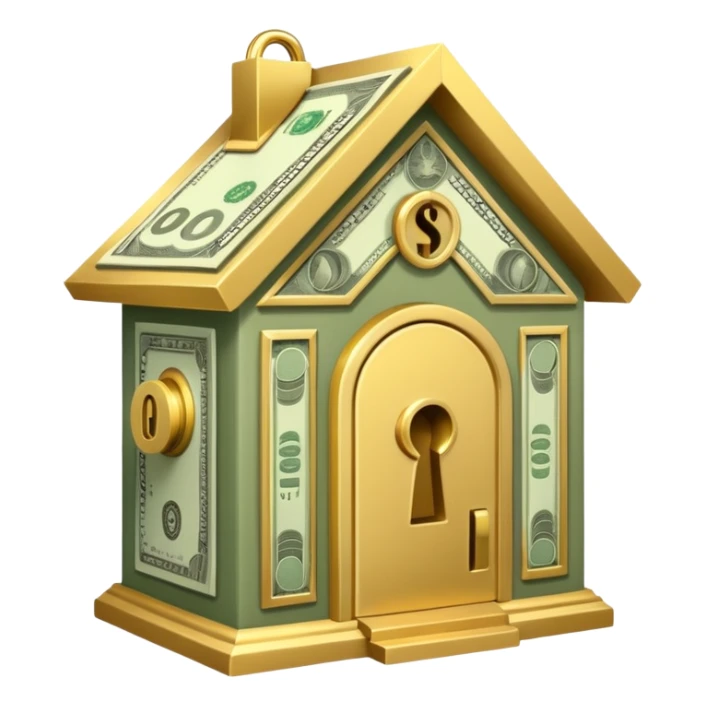 Unlocking a house made out of cash sticker