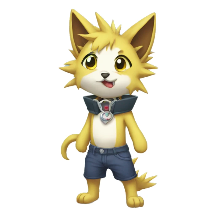 Anthro Sona Fakemon with a spiked collar Full Body sticker