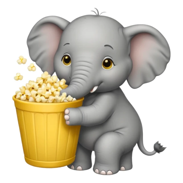 a elephant holding a bucket of popcorn sticker