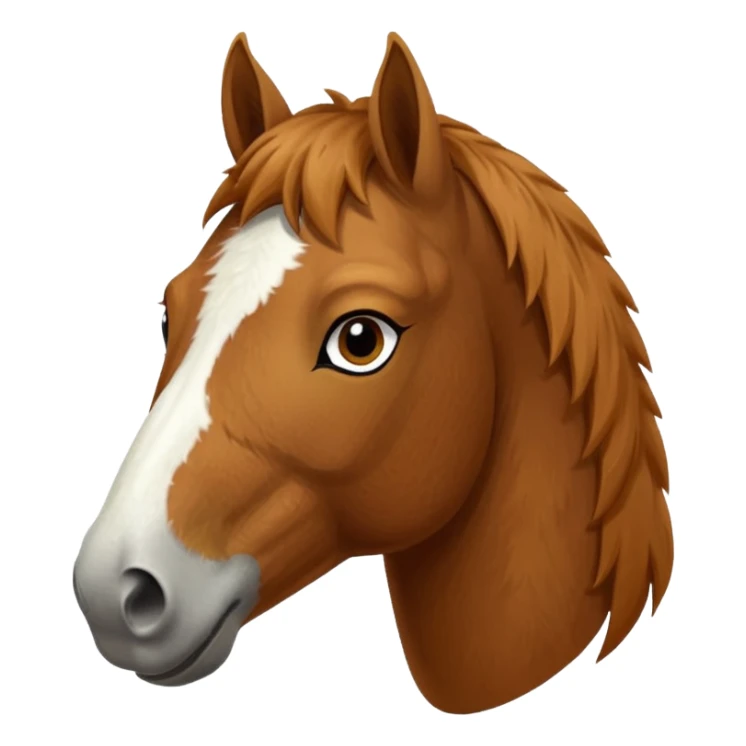 Head of a sorrel horse with a wide white blaze from his forehead, under his forelock, running down his face and under his muzzle, facing forward. sticker