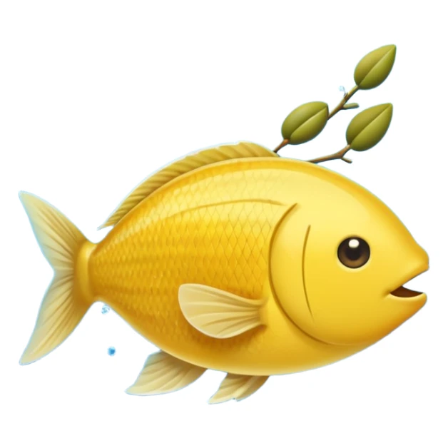 Mediterranean cuisine humanless avatar in clean emoji-style illustration. Olive oil, fish, lemon, blue and sunny colors, light and fresh mood, flat design, high contrast. sticker