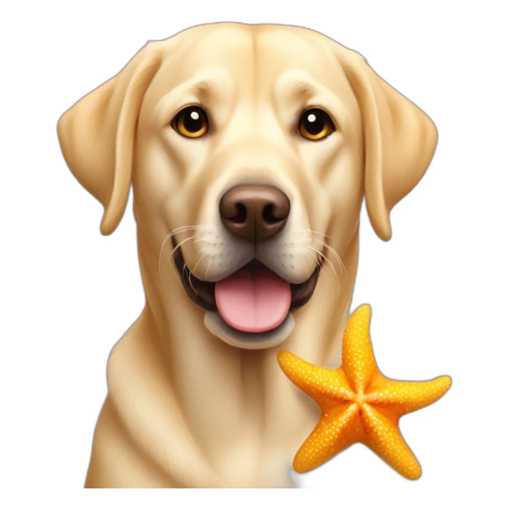 Yellow Labrador with starfish in his mouth sticker