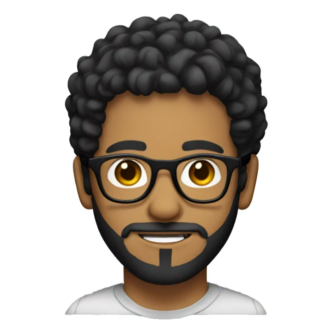 Guy with tan skin short curly black hair and a beard and glasses  sticker