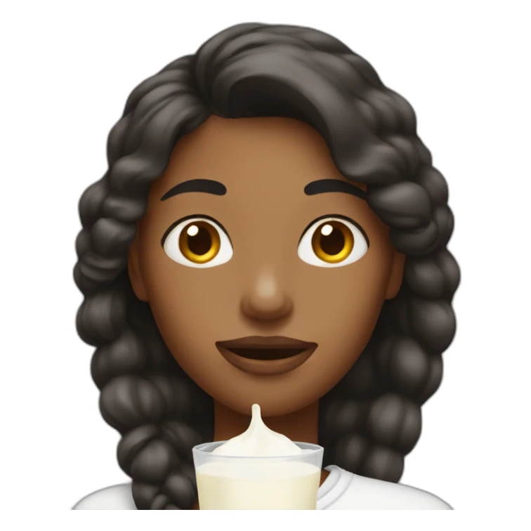 Woman with milk on her face sticker