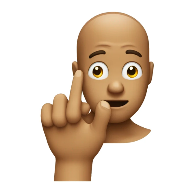 thinking emoji with thumb and index finger resting on it's chin sticker