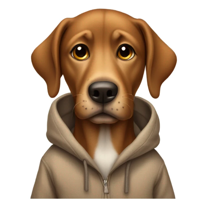 Brown dog wearing baggy clothes sticker